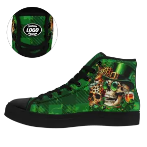 Personalized St.Patrick's Day Sneakers, Custom Green High Top Shoes, Irish Spirit Shoes