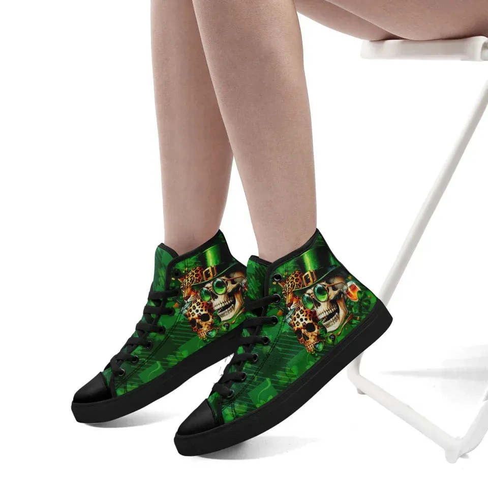 Personalized St.Patrick's Day Sneakers, Custom Green High Top Shoes, Irish Spirit Shoes