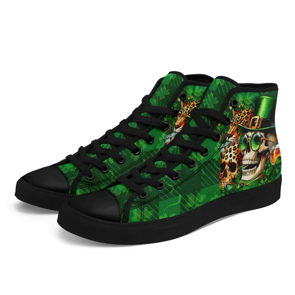 Personalized St.Patrick's Day Sneakers, Custom Green High Top Shoes, Irish Spirit Shoes