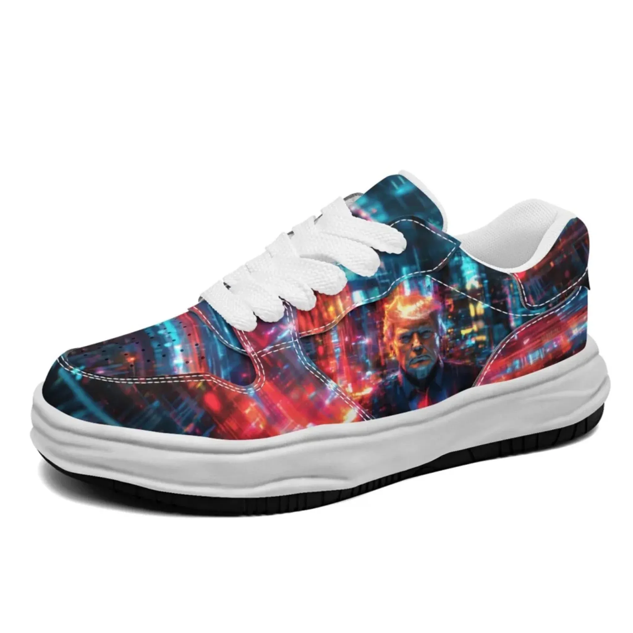 Personalized Trump Sneakers, Custom Patriotic Leather Shoes, Bio-degradable Unisex Shoes