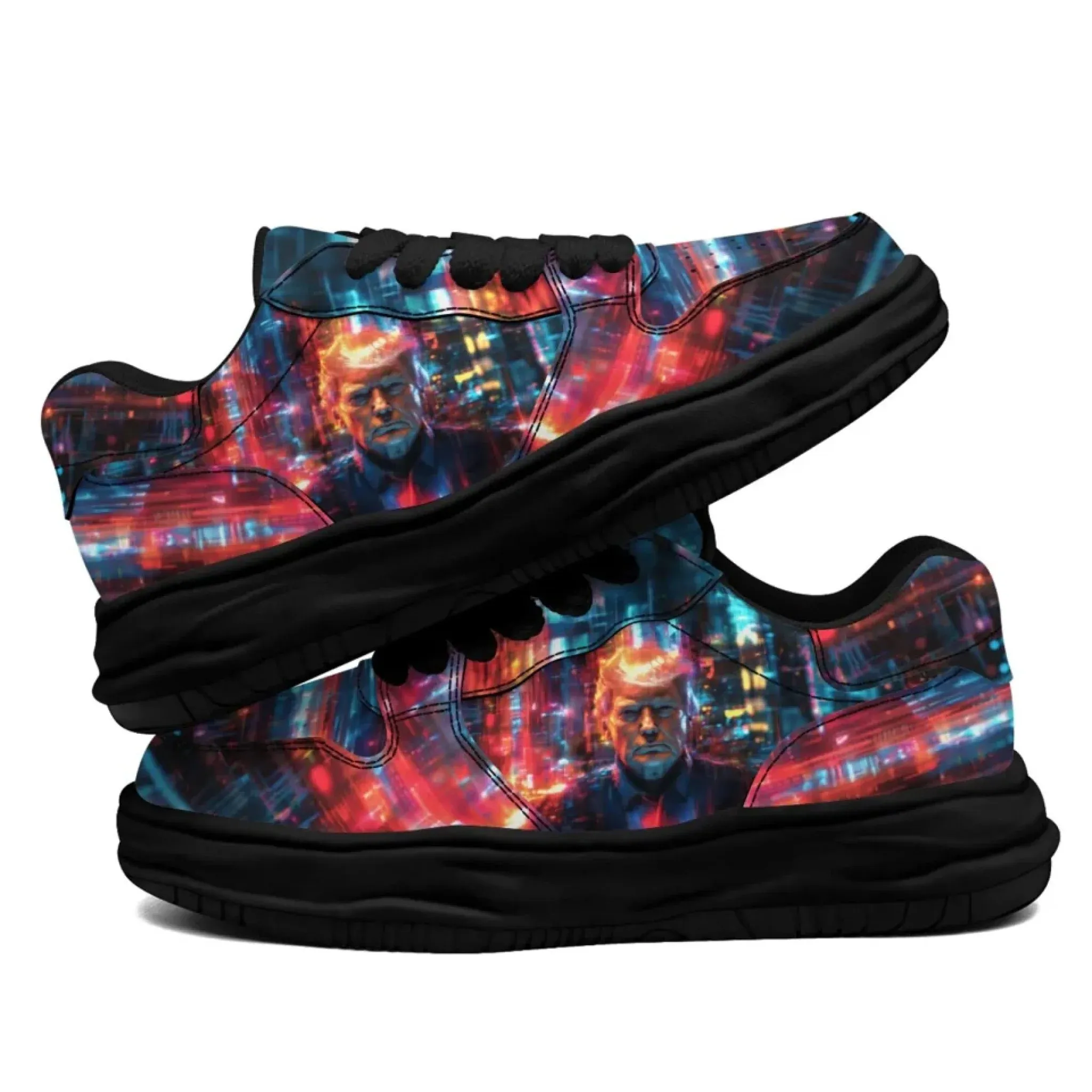 Personalized Trump Sneakers, Custom Patriotic Leather Shoes, Bio-degradable Unisex Shoes