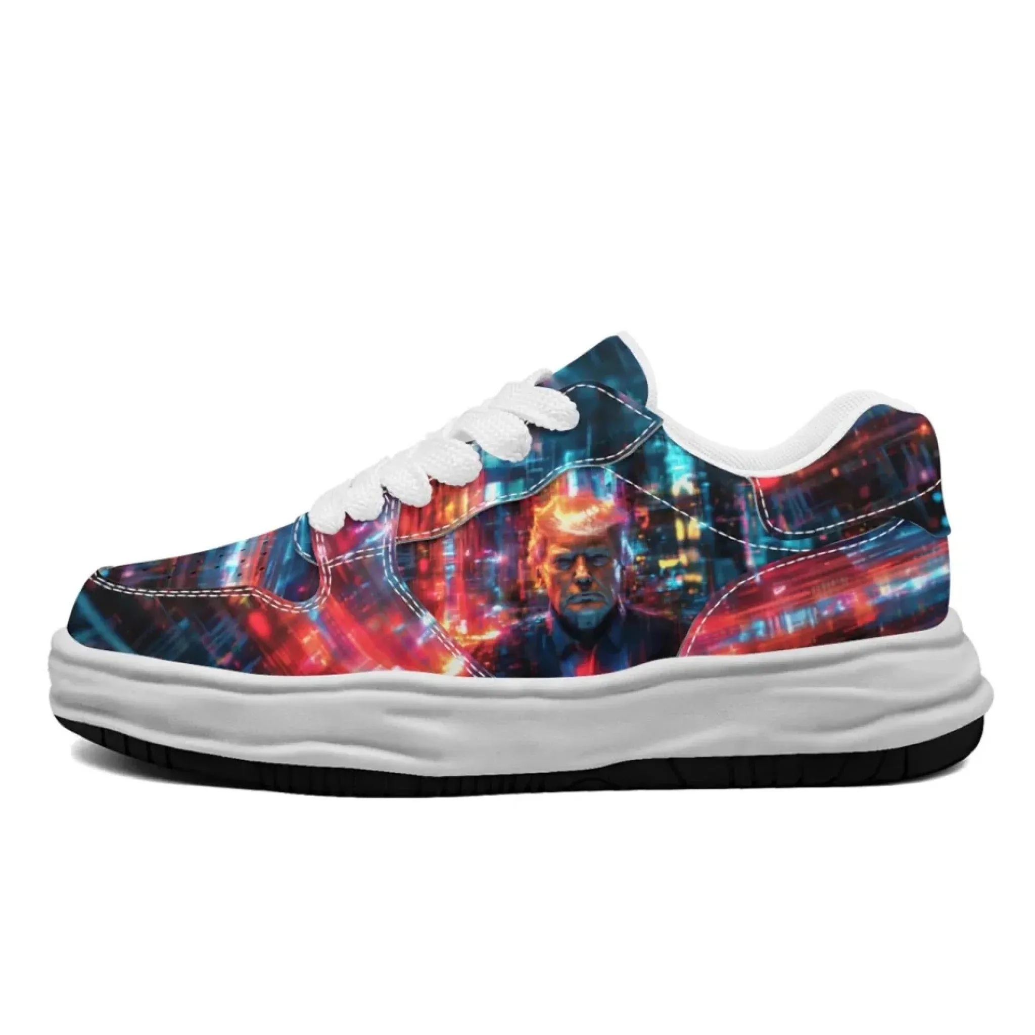 Personalized Trump Sneakers, Custom Patriotic Leather Shoes, Bio-degradable Unisex Shoes