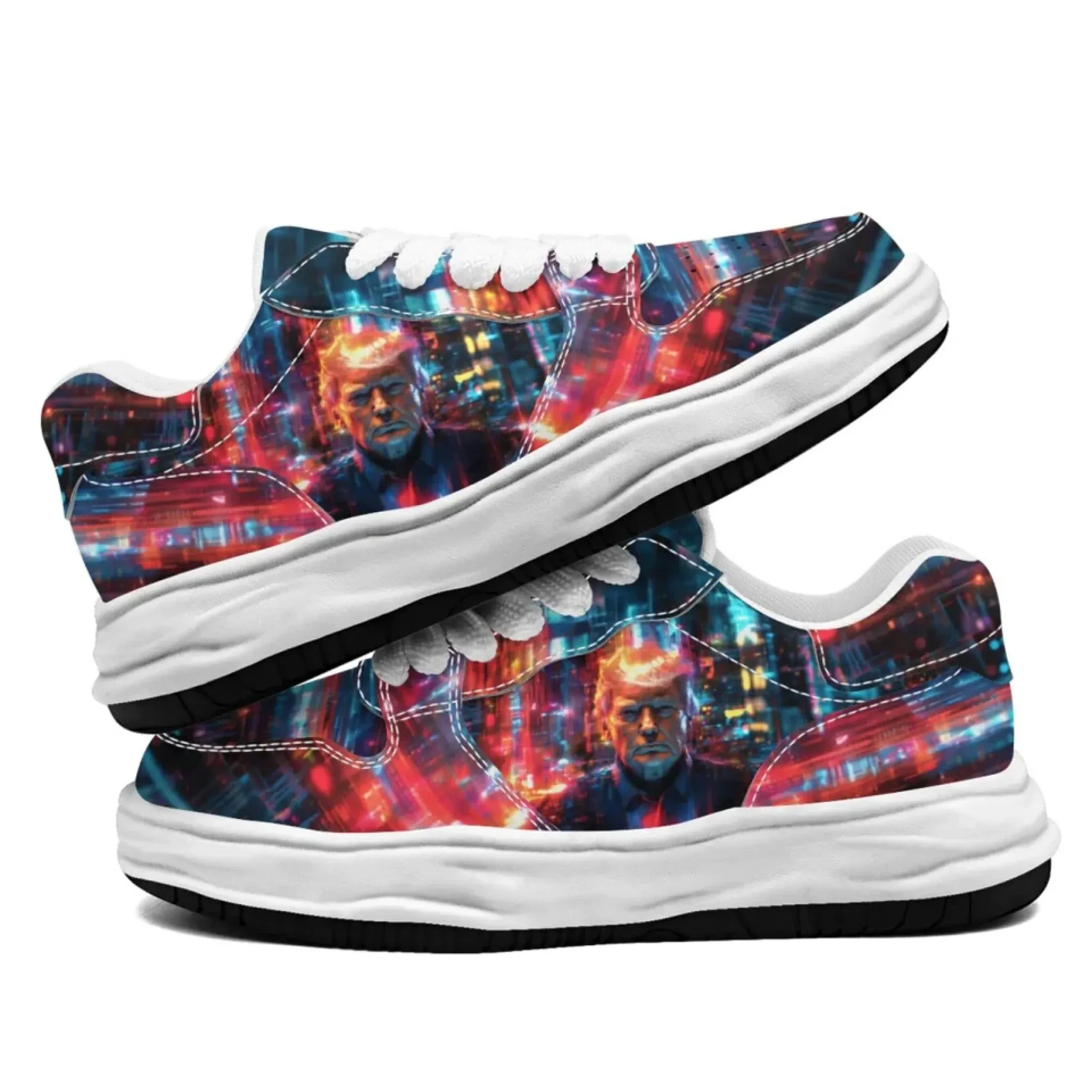 Personalized Trump Sneakers, Custom Patriotic Leather Shoes, Bio-degradable Unisex Shoes