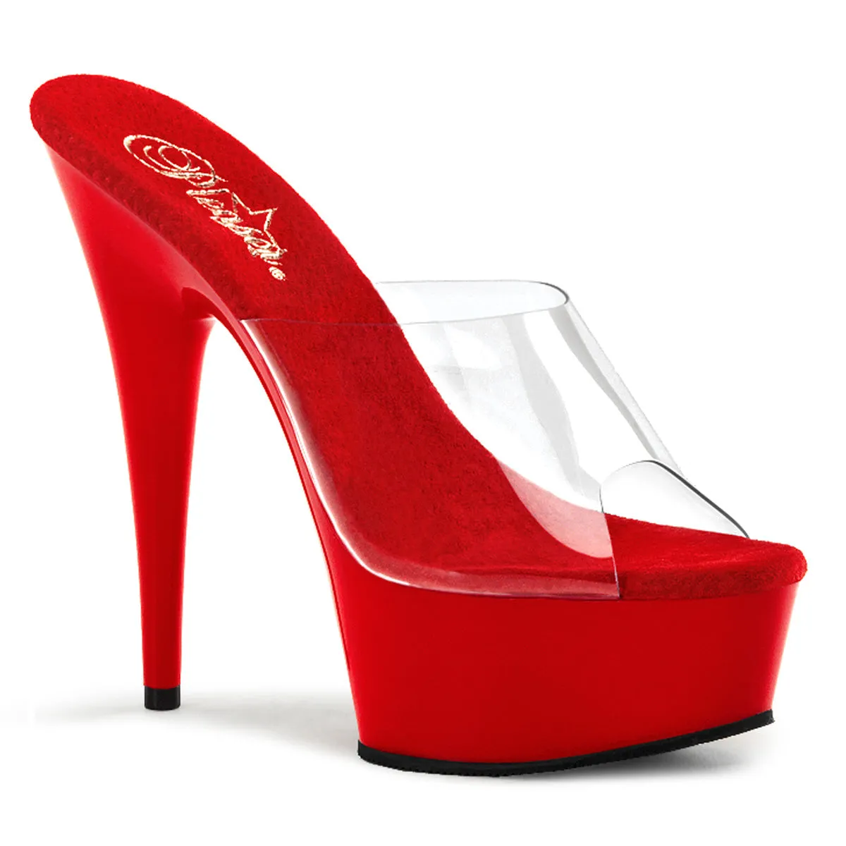 Platform Slide 6-Inch Heels Red or Black DELIGHT-601-BR