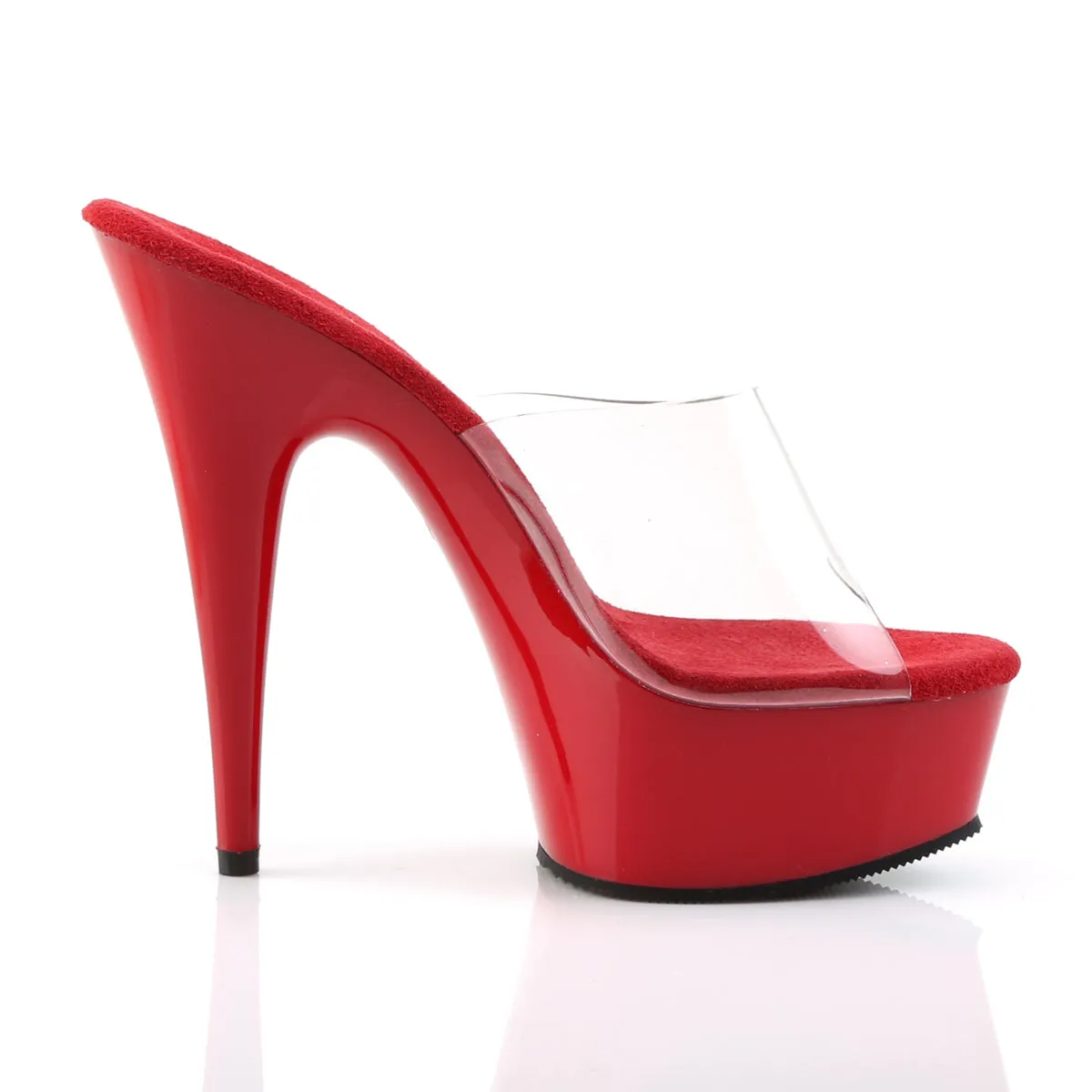 Platform Slide 6-Inch Heels Red or Black DELIGHT-601-BR