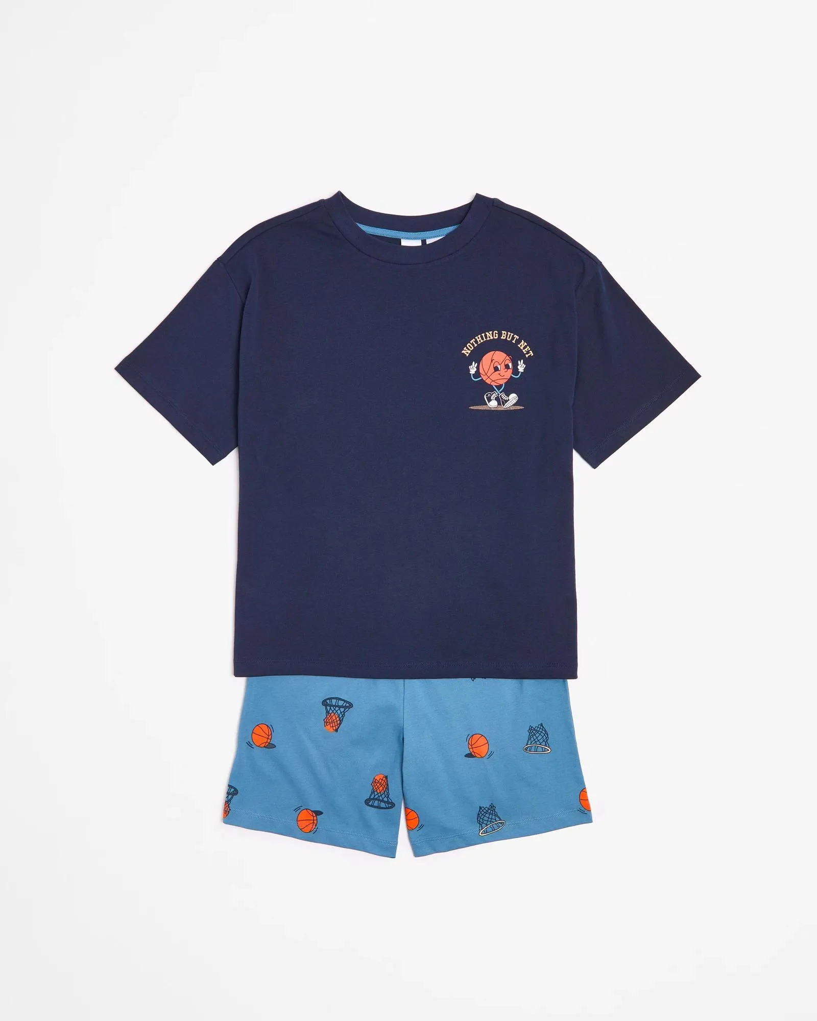 popular  Print Cotton Pyjama Set - Navy Blue Basketball