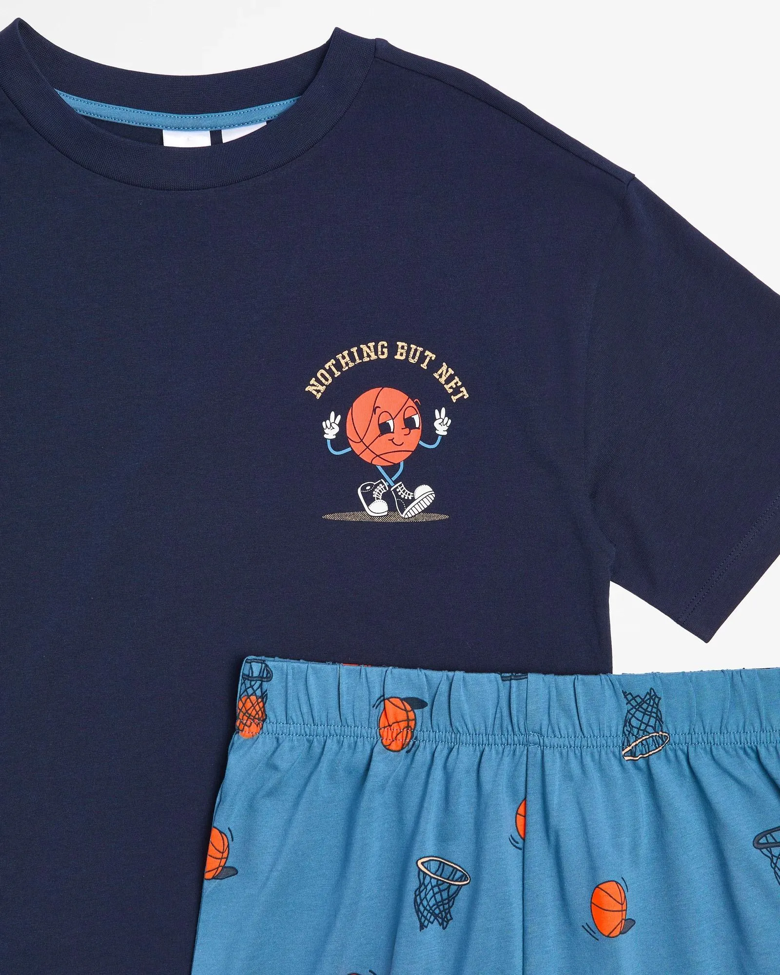 popular  Print Cotton Pyjama Set - Navy Blue Basketball