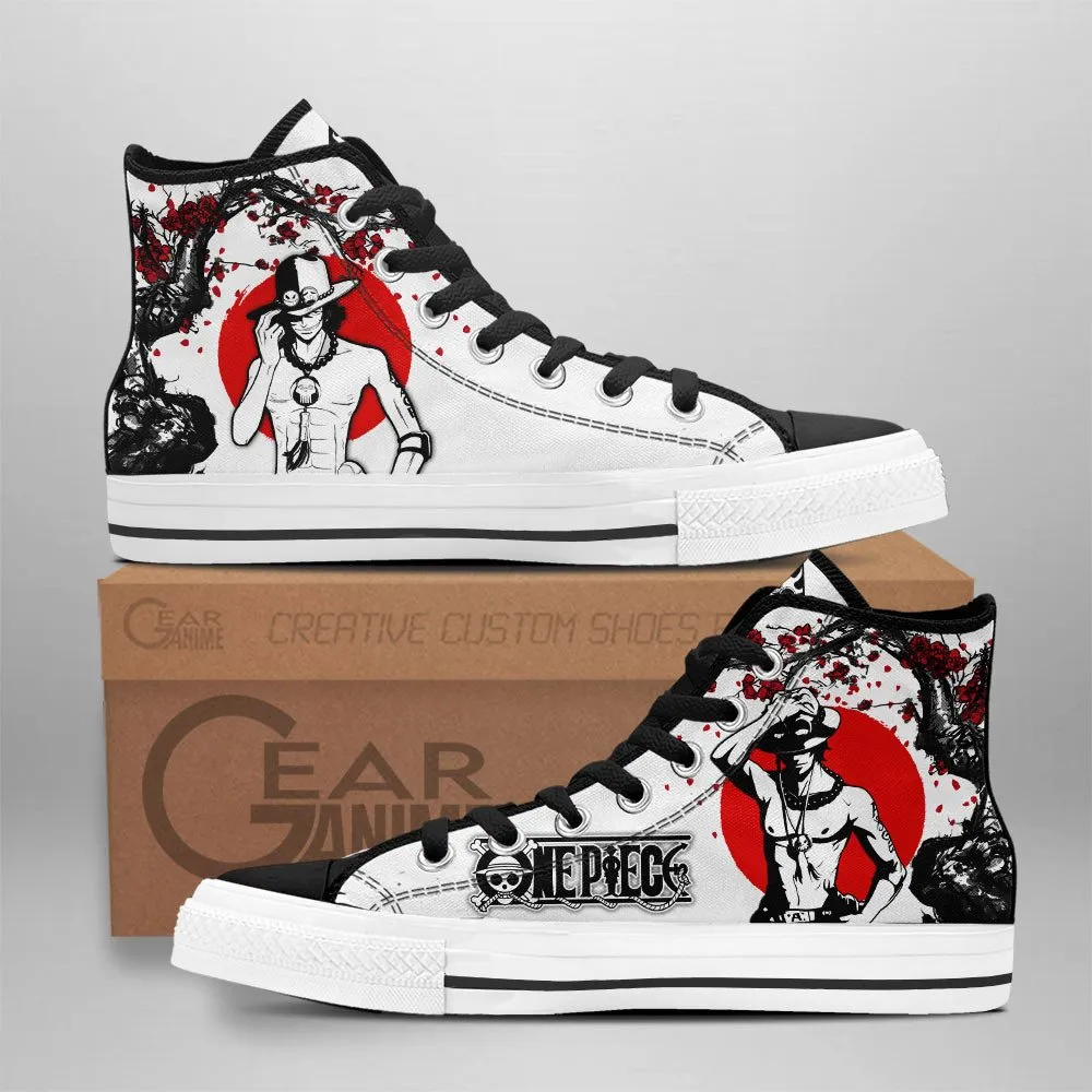 Portgas Ace High Top Shoes Custom Anime OP Sneakers Japan Style