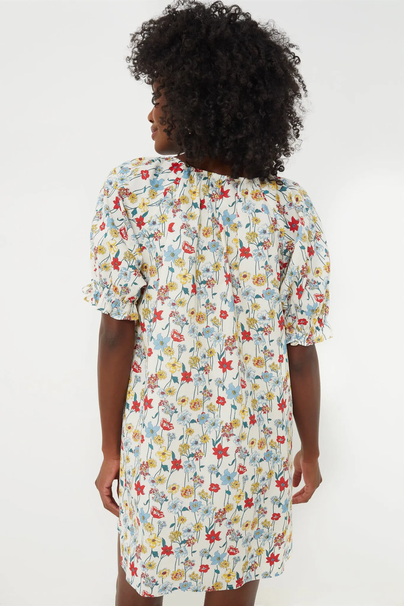Red & Blue Multi Floral Posie Mini Dress