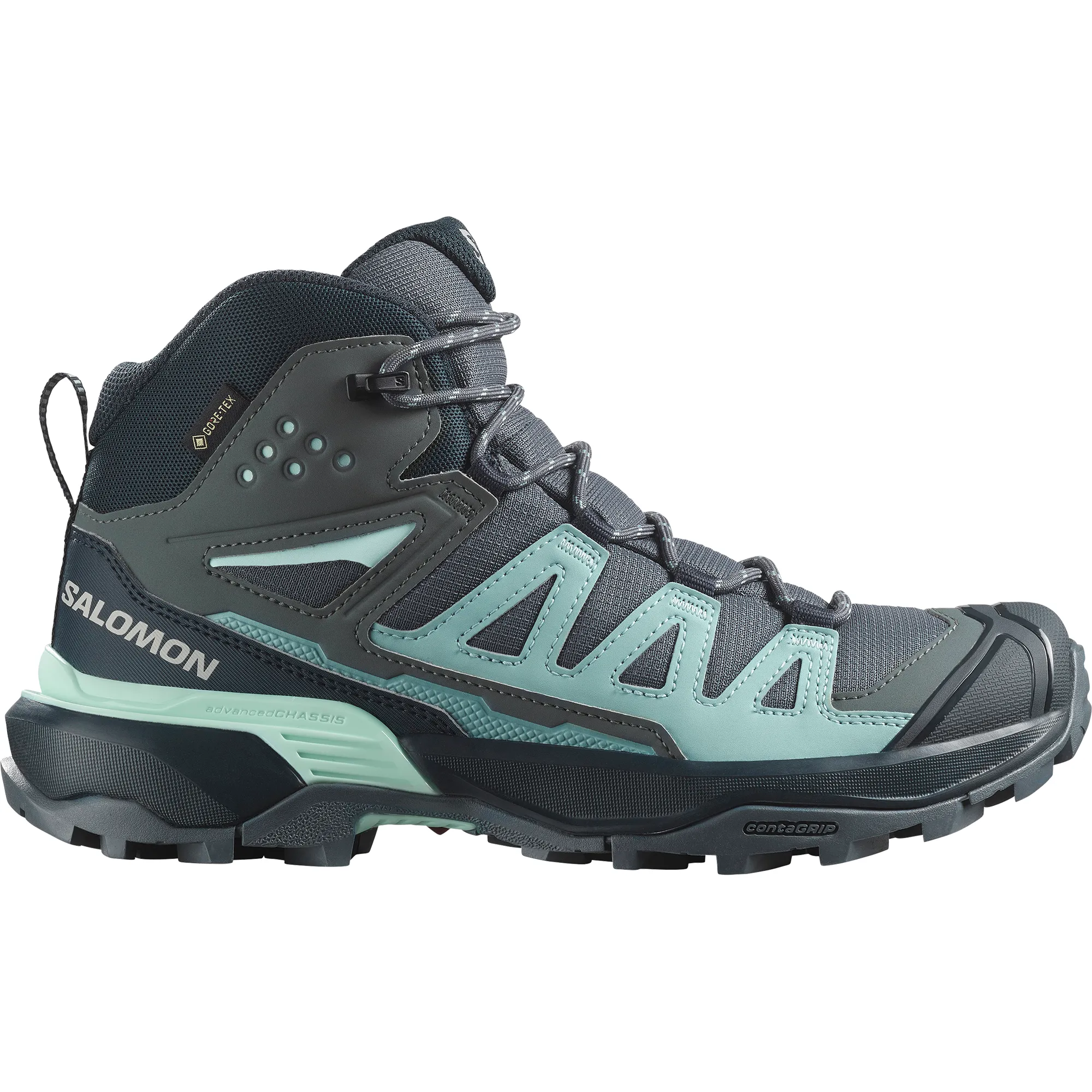 Salomon Women's X Ultra 360 Gore-Tex Mid Trail Boots (Turbulence/Carbon/Tourmaline)