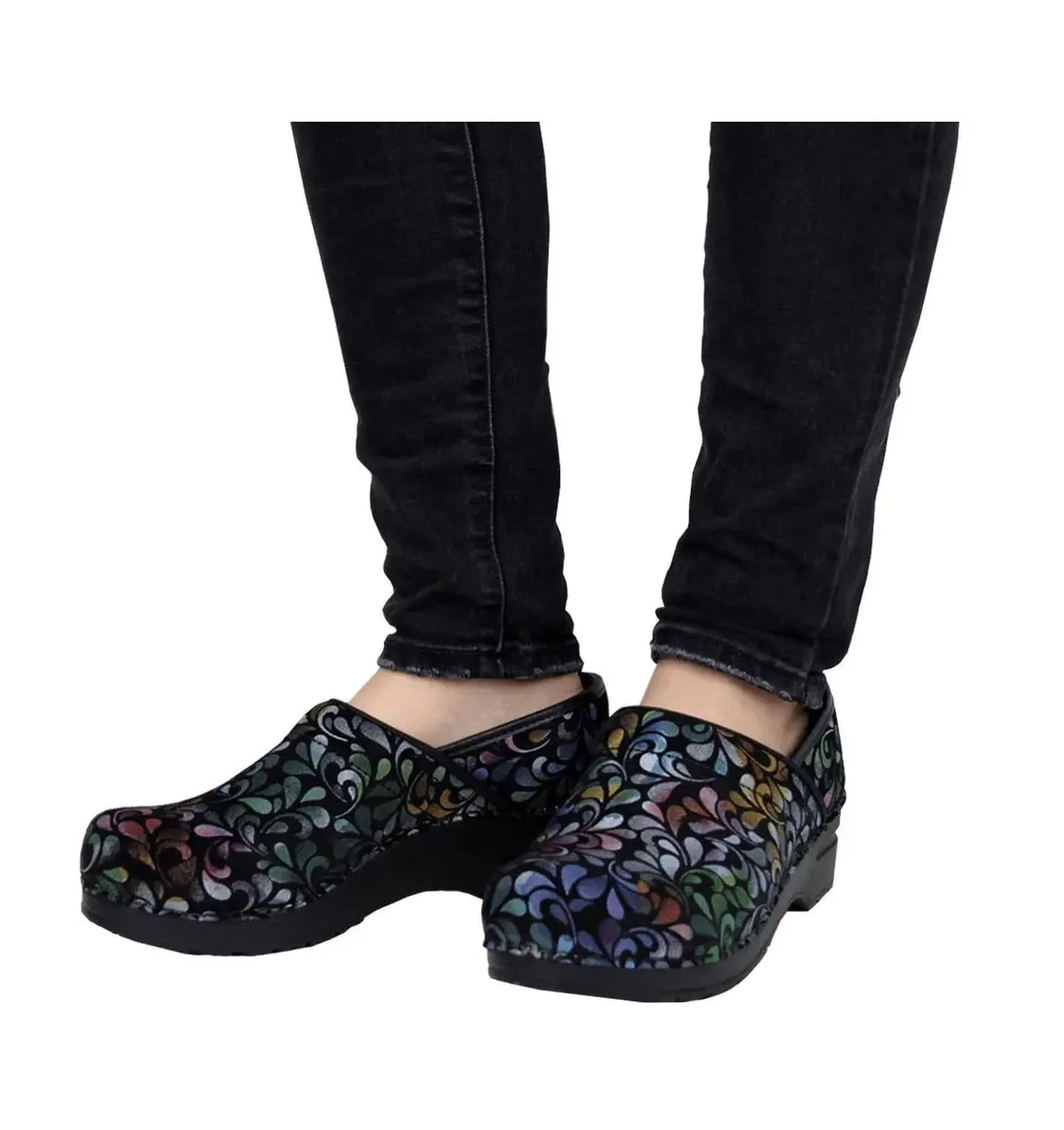 Sanita Plume Women's Printed Leather Multi Chef Clog