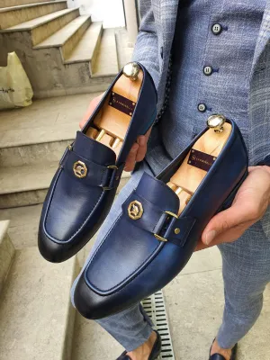 Sardinelli Buckled Detail Navy Leather Shoes