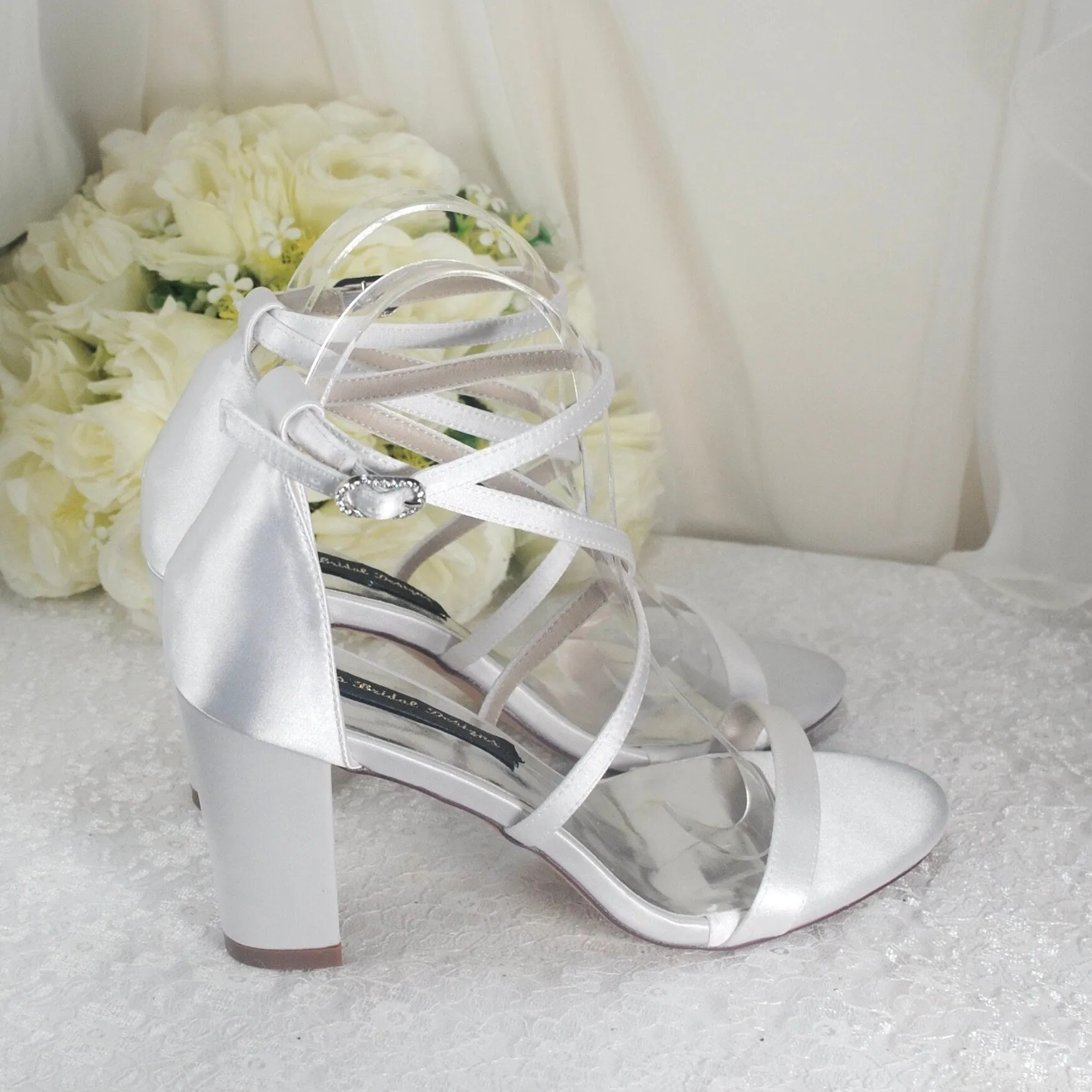 Satin Block Heel Bridal Shoe,