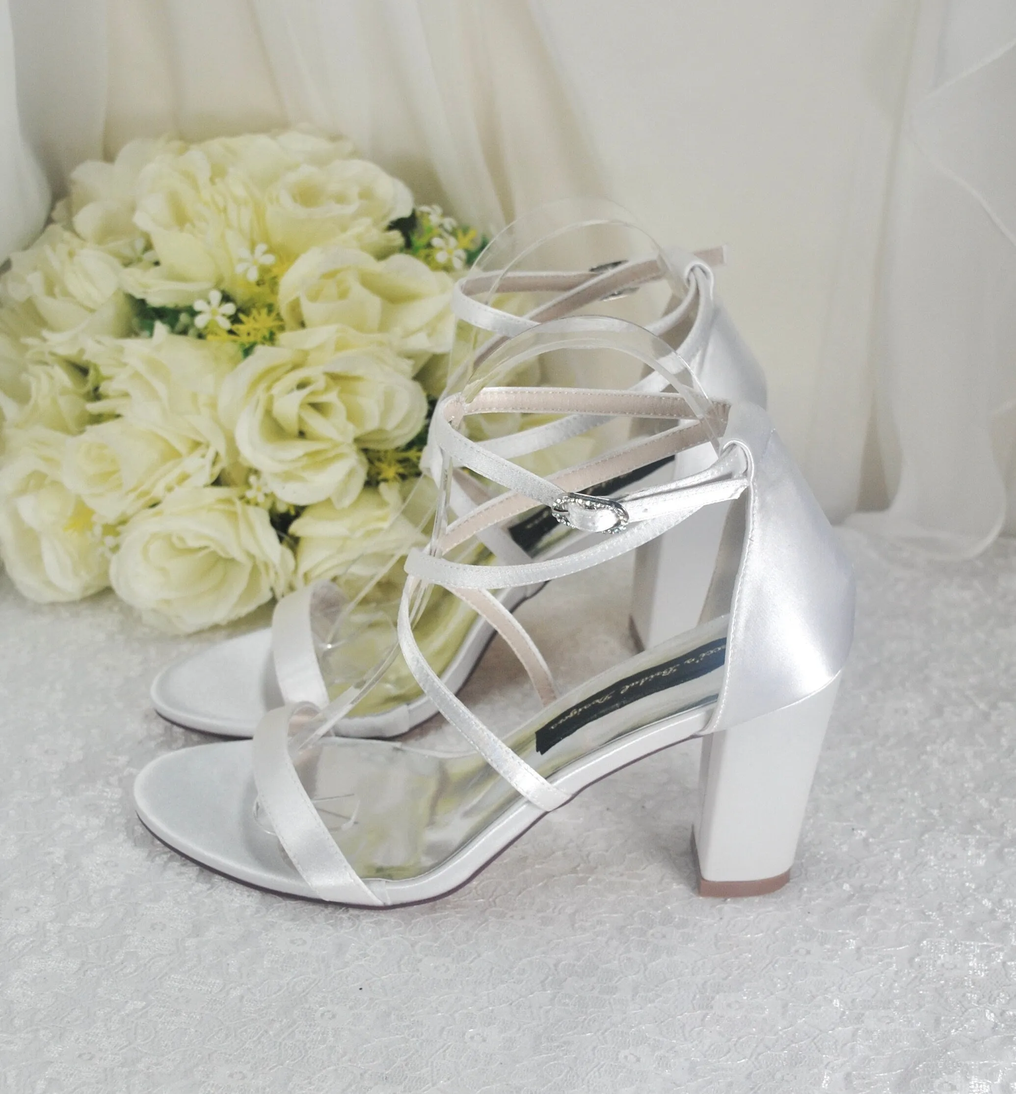 Satin Block Heel Bridal Shoe,