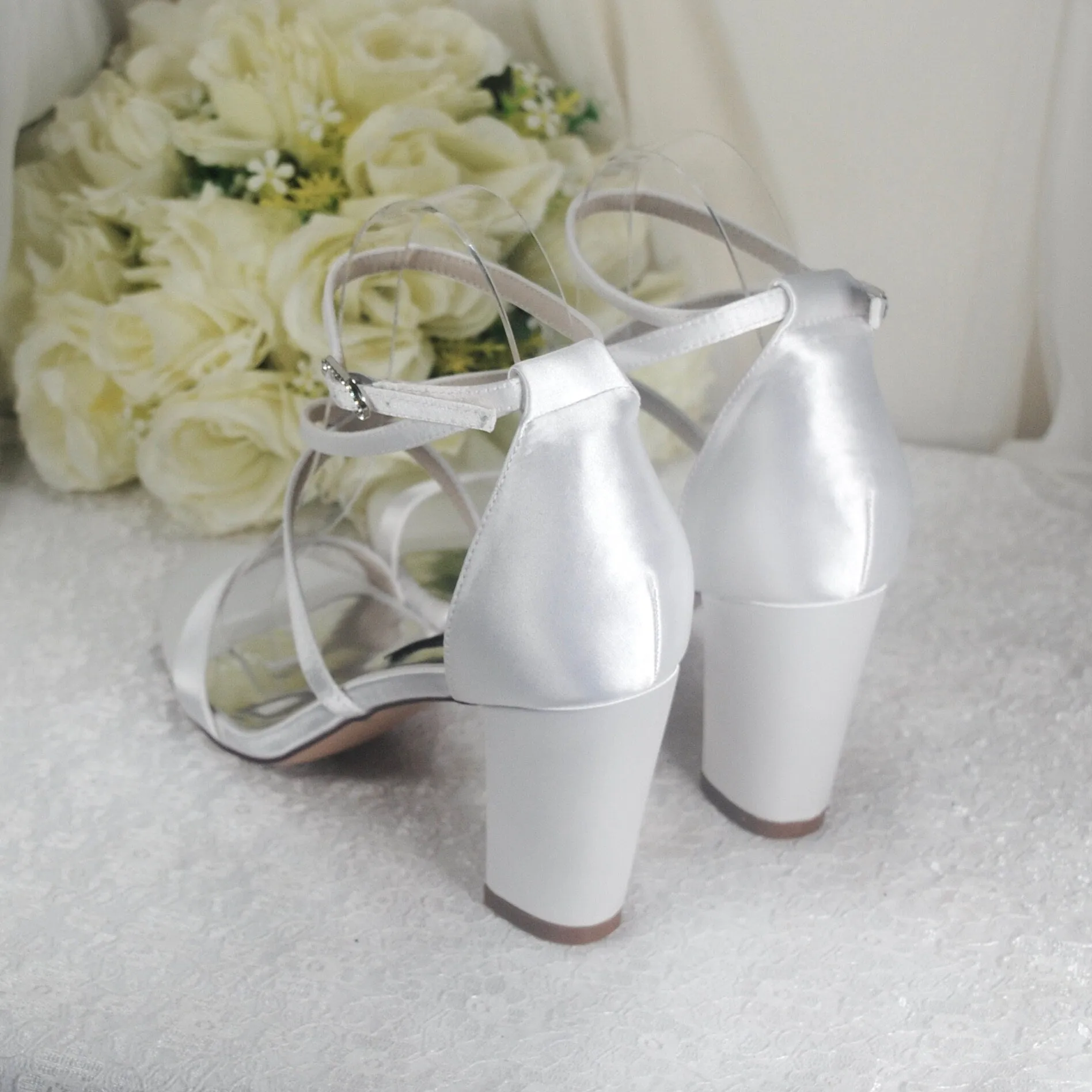 Satin Block Heel Bridal Shoe,
