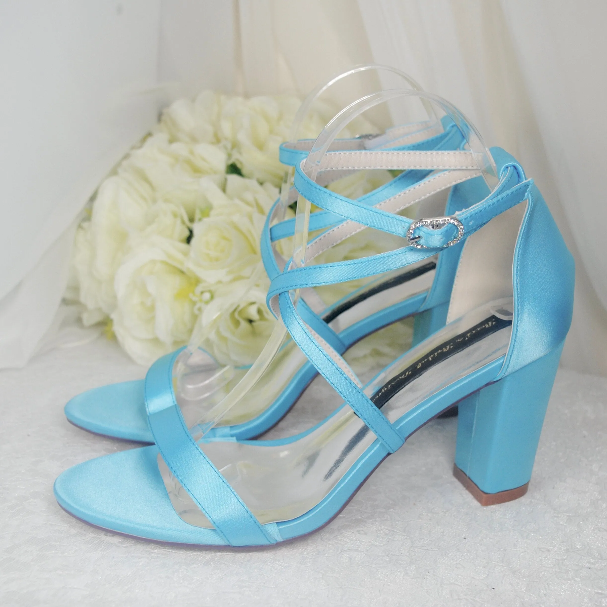 Satin Block Heel Bridal Shoe,
