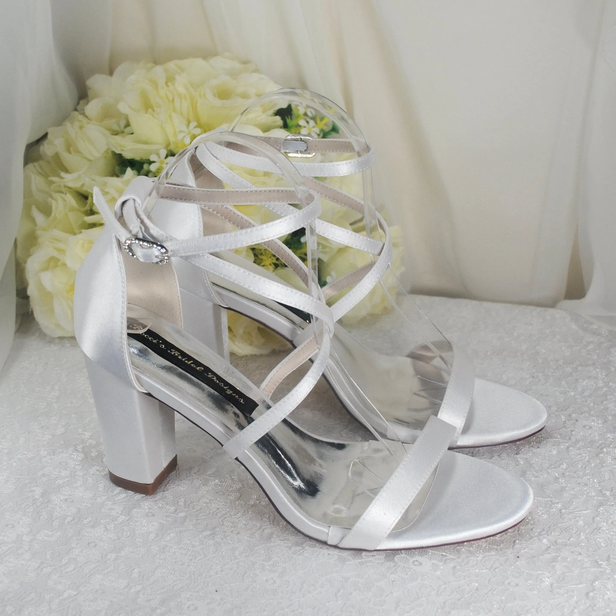 Satin Block Heel Bridal Shoe,