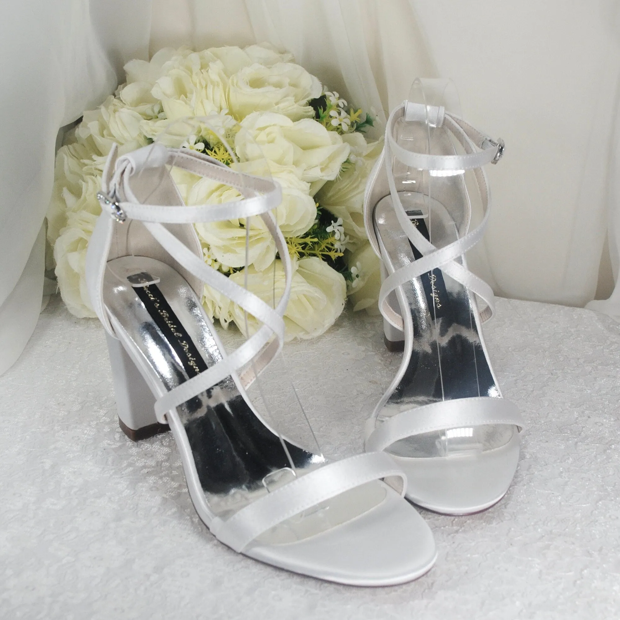 Satin Block Heel Bridal Shoe,