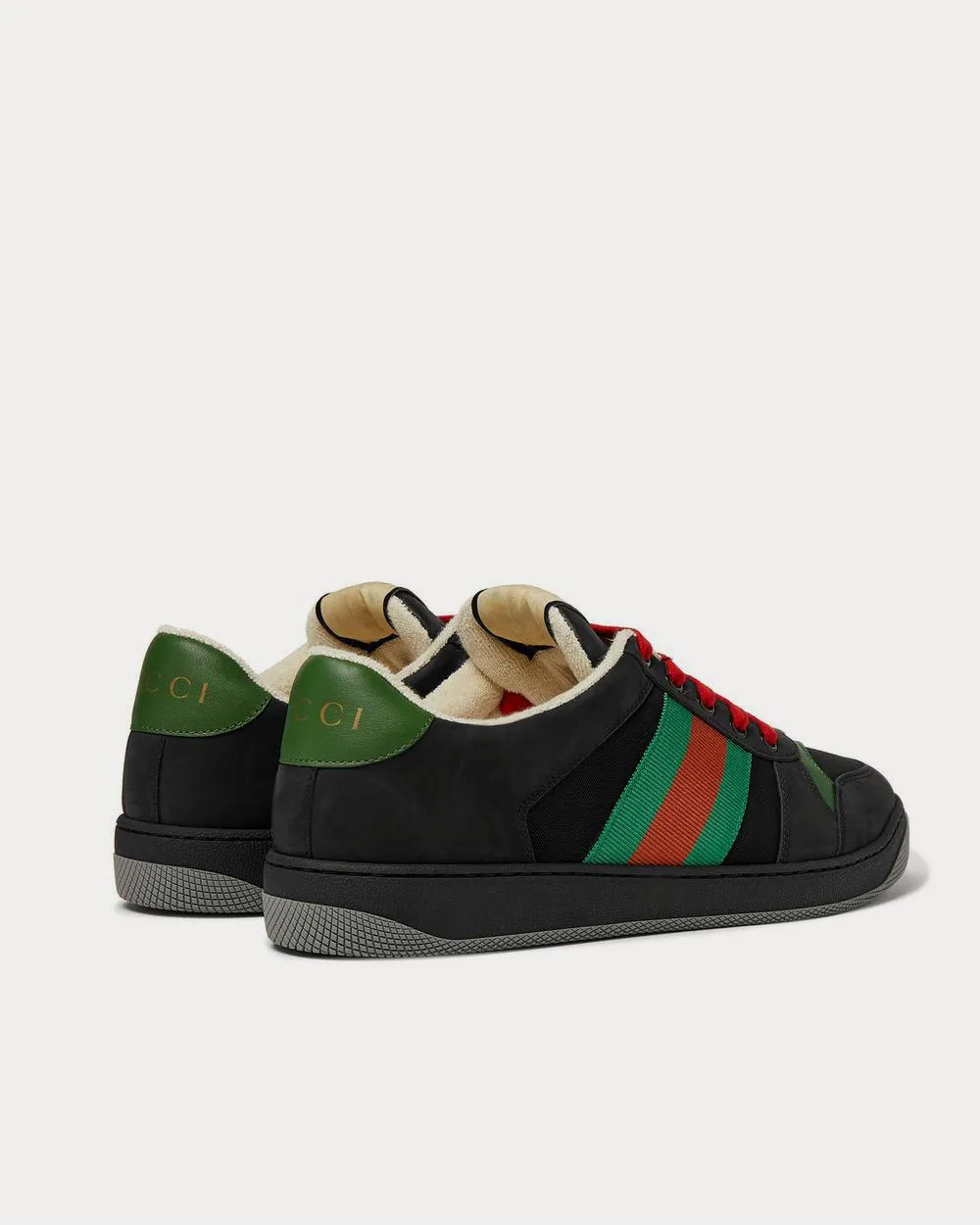 Screener Webbing-Trimmed Leather, Suede and Canvas  Black low top sneakers