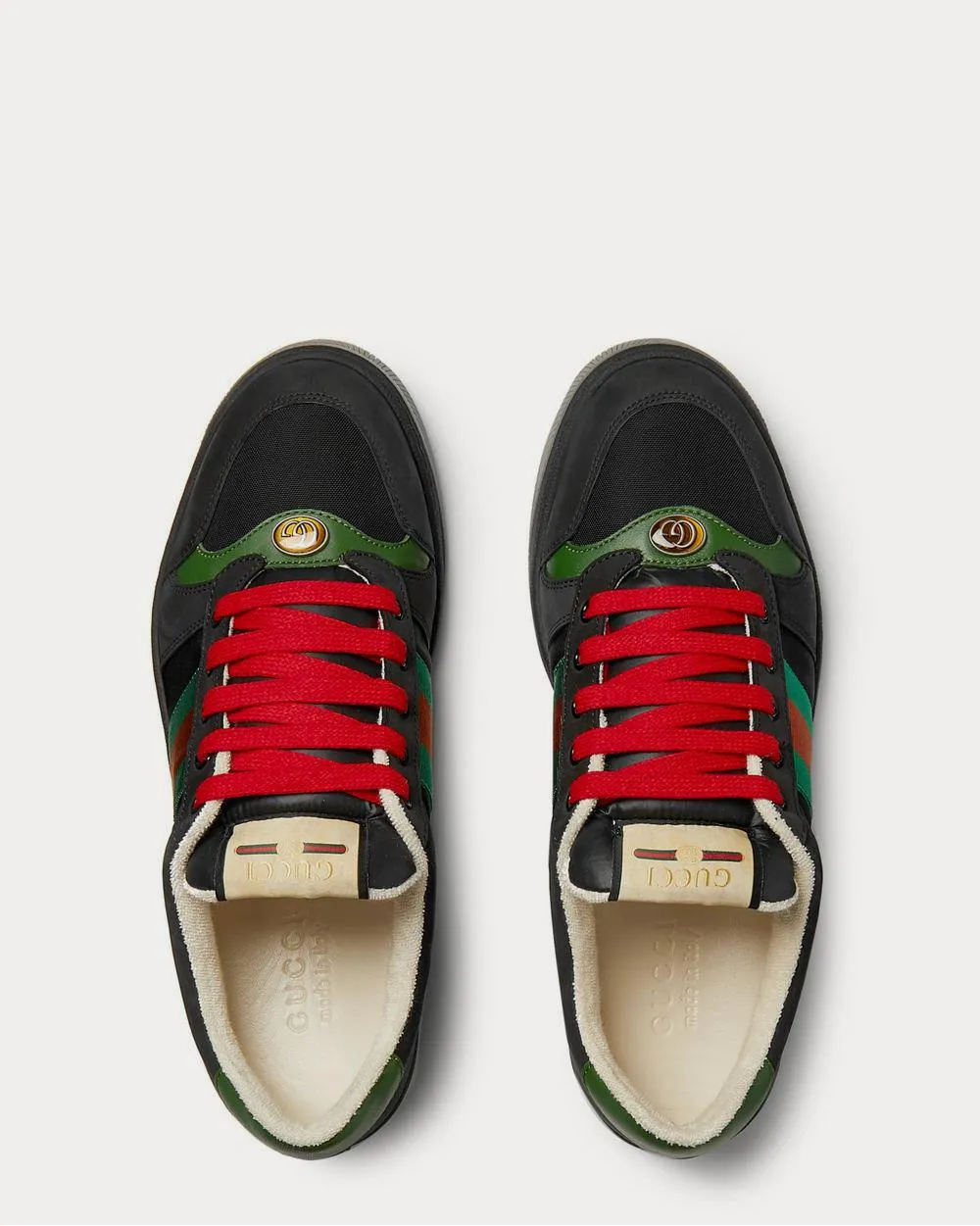 Screener Webbing-Trimmed Leather, Suede and Canvas  Black low top sneakers