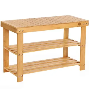 Shoe Rack Storage Bench Bamboo Seat Organizing Shelf Entryway Hallway Organizer Furniture by BAMBUROBA