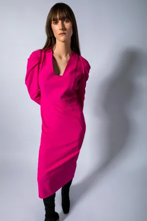 Square Neck Midi Dress Pink