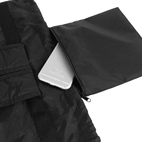 Teamoy Foldable Sackcpack Drawstring Backpack Gym Bag With Straps, Pockets, Reflective Tapes, Black