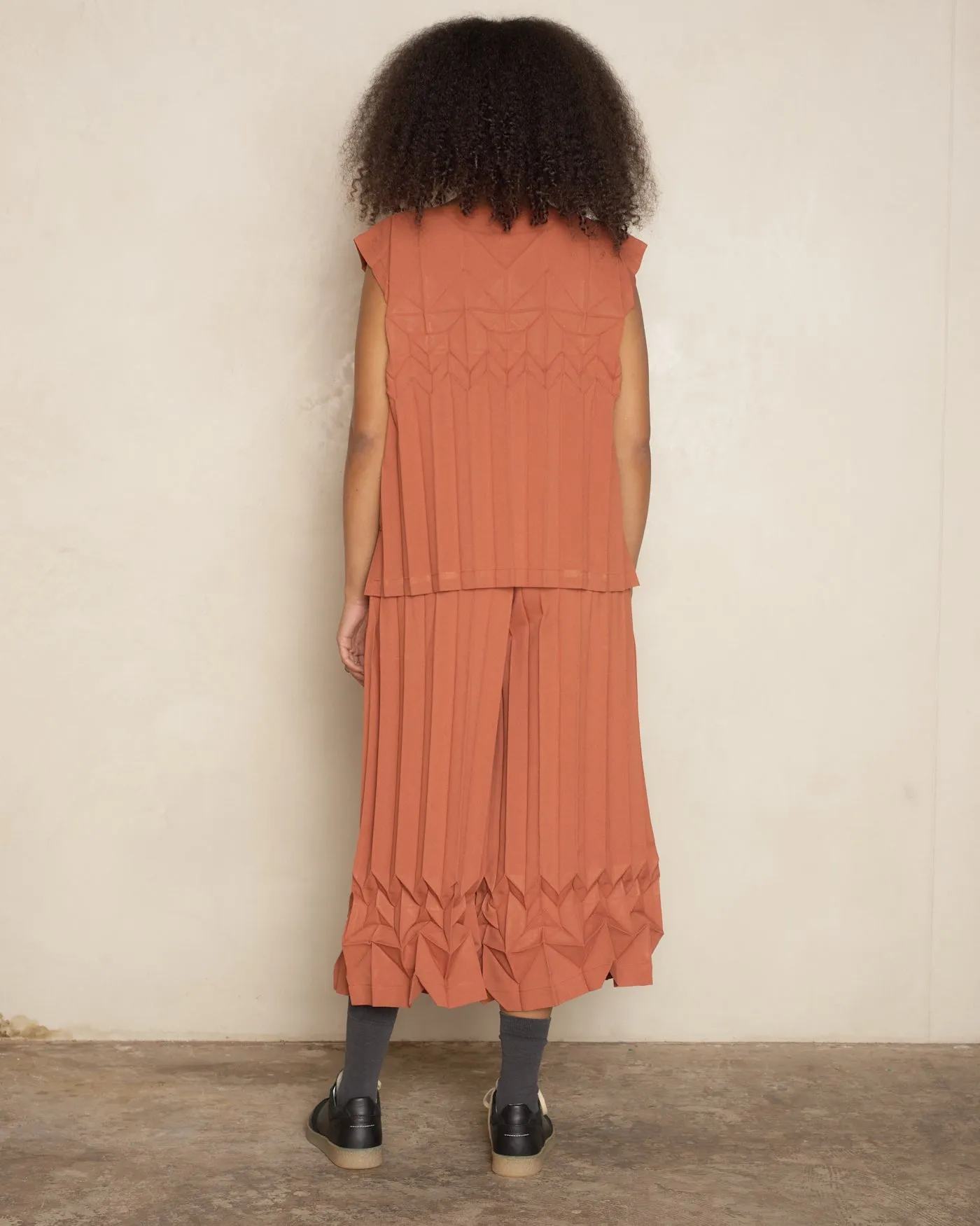 Terracotta Cube Pleat Trouser