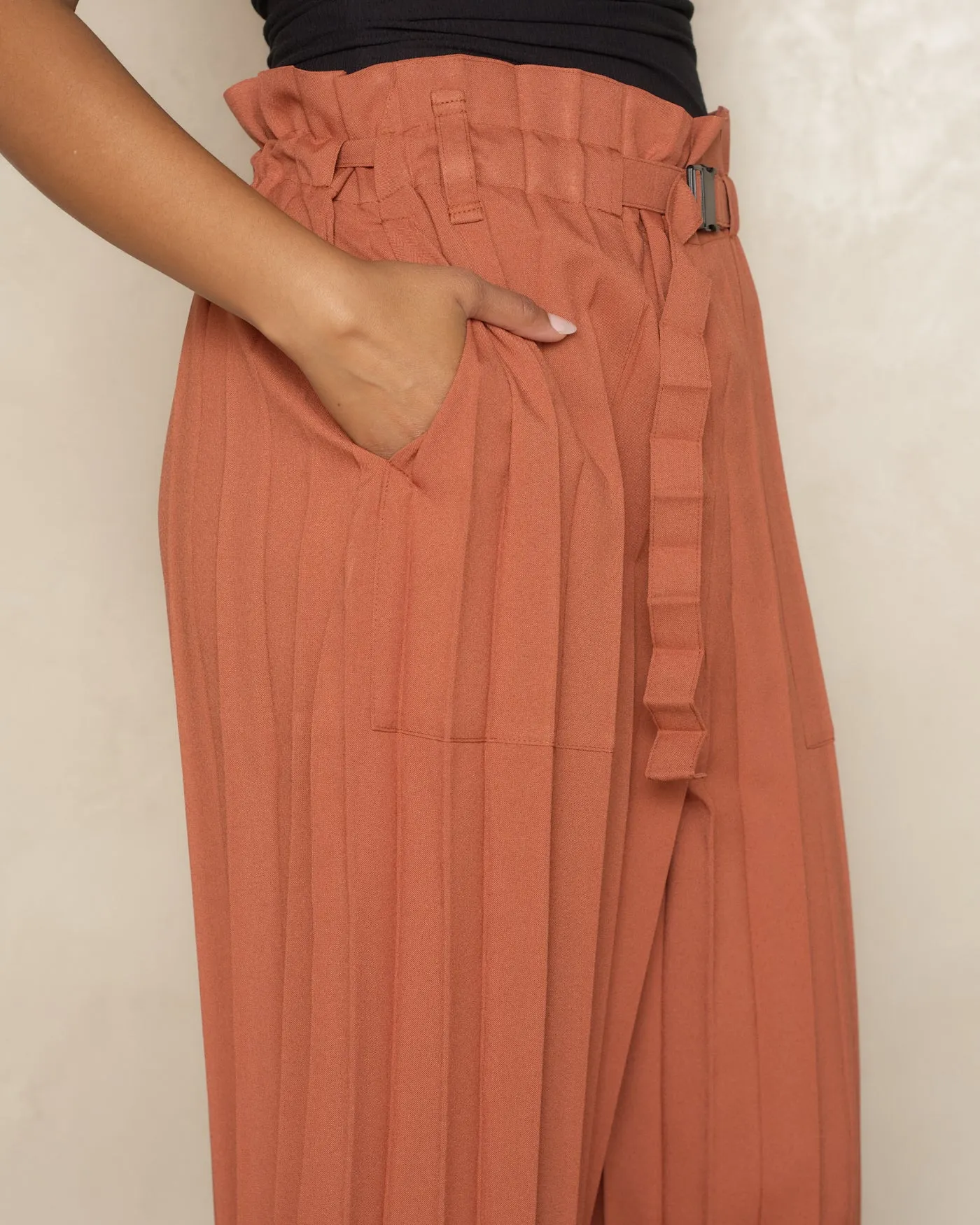 Terracotta Cube Pleat Trouser