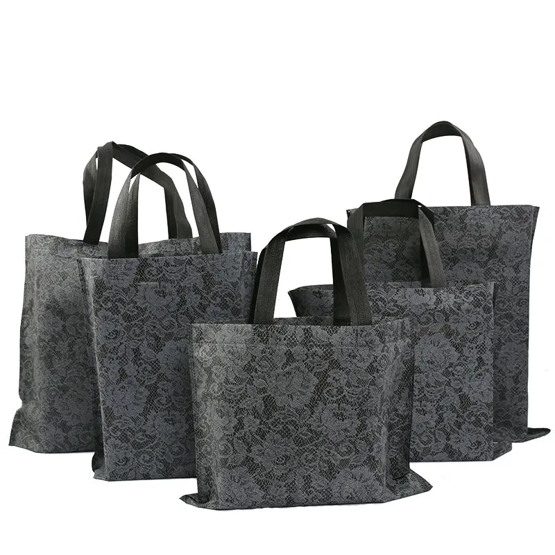 Women's wear couture Environment-Friendly Garment & Accessories Bag large packing, shoes, shopping - Non woven fabric Black lace rose