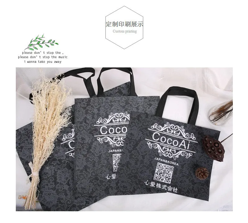 Women's wear couture Environment-Friendly Garment & Accessories Bag large packing, shoes, shopping - Non woven fabric Black lace rose