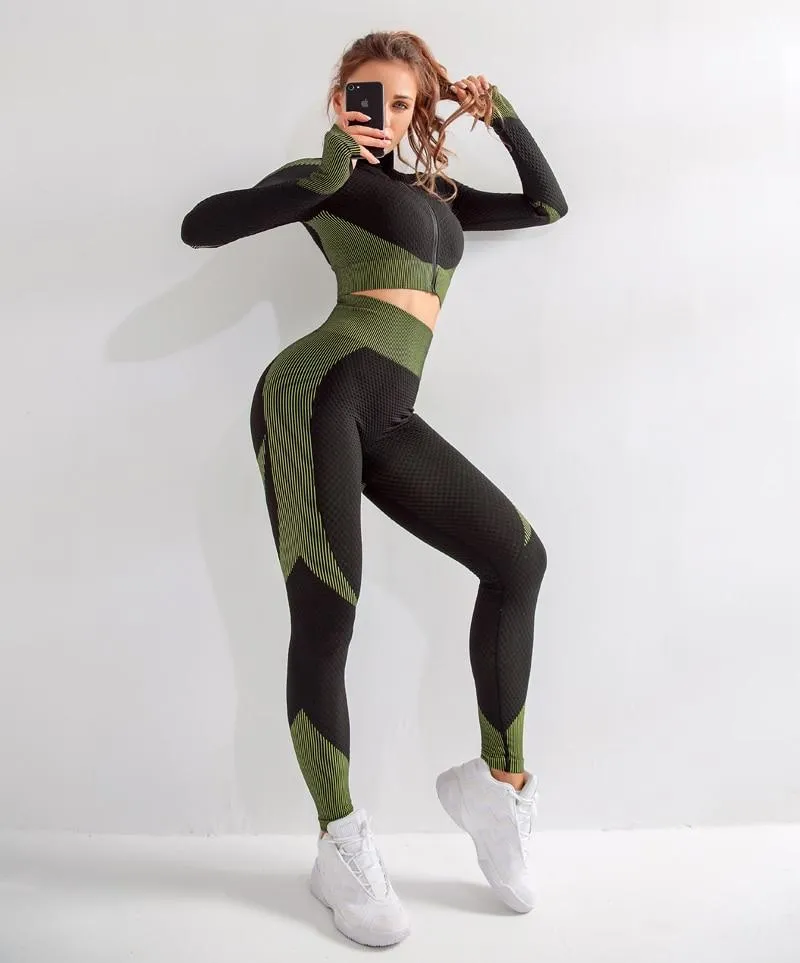 Yoga Sets Long Sleeve Yoga Clothing Female Sport Gym Suits Wear Running Clothes